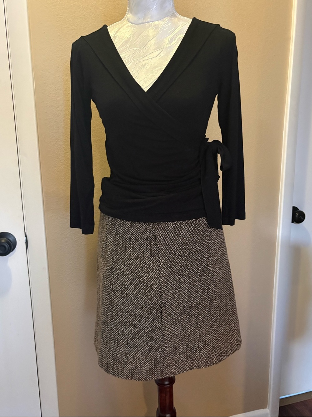 Brown DKNYC Tweed Women's Skirt - Classic A-Line